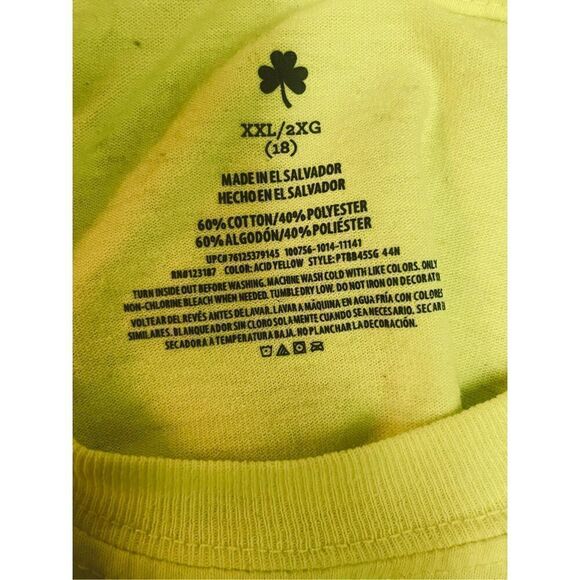 Shamrock Mr. Lucky Bright Yellow/Green Graphic T-Shirt Size XX-Large(18 Youth) - Picture 7 of 7